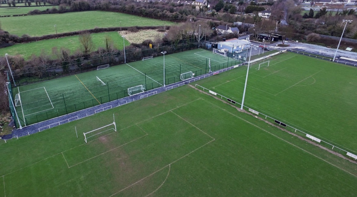 Aerial view of the St Mochtas FC grass and astro pitches